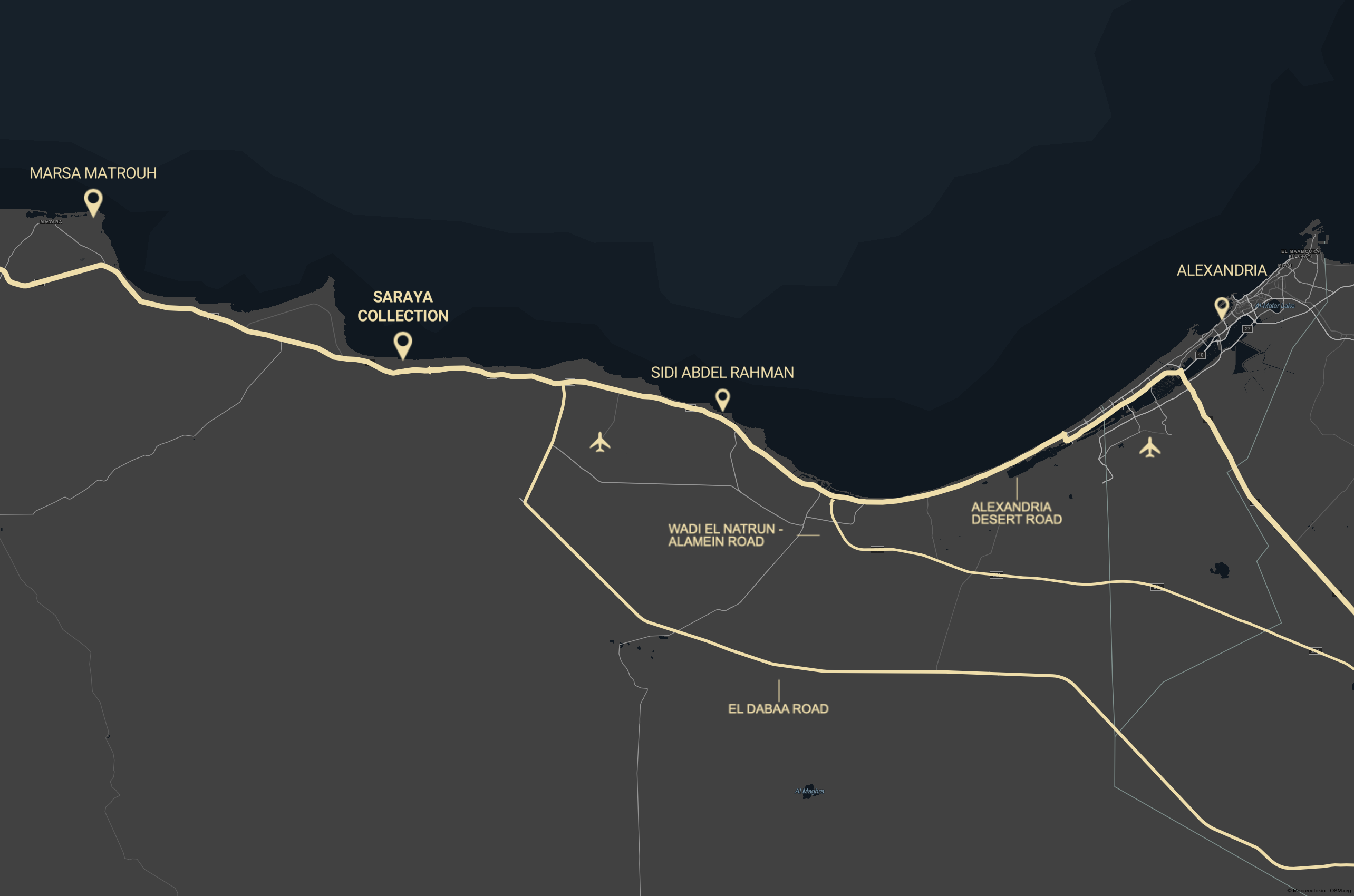 Detailed map showing The Saraya location